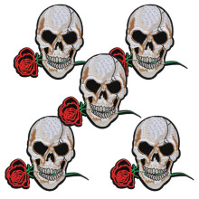 10 Totenkopf-Aufnäher, Wollstoff, bestickt