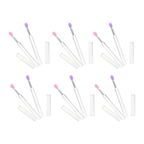 6 silicone lip brushes with caps, eyeshadow stick, spoon