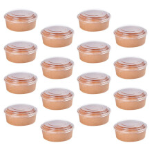 50 tazones desechables, 16 oz. de papel kraft, con tapas