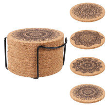 1 Set saugfähige Korkuntersetzer mit Halter für Büro, Zuhause, Café