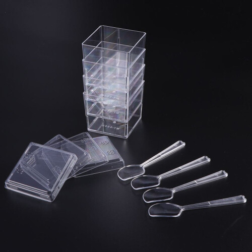 10 Sets 120 ml Mini-Dessertbecher mit Löffel 2