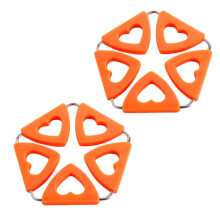 2 herzförmige, rutschfeste Silikon-Tischsets/Untersetzer, orange