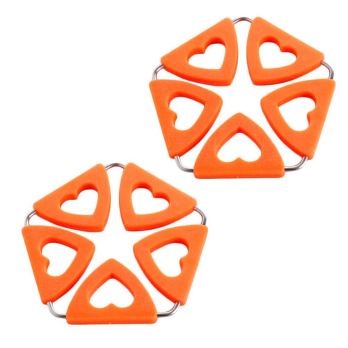 2 herzförmige, rutschfeste Silikon-Tischsets/Untersetzer, orange