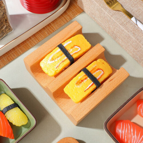 Sushi-Halter aus Holz, U-förmig, mit 2 Fächern 2