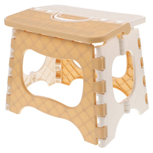 Folding stool, plastic, bathroom bench, portable, foldable, large, beige 2