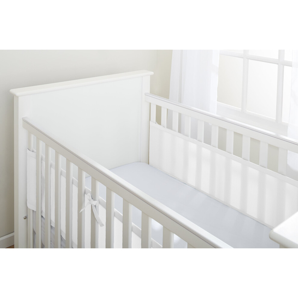 BreathableBaby Breathable Mesh Liner For Cot Beds ? Covers 2 Sides ? Classic ? 3 mm ? White ? 2 Panels ? Non-Padded Single Layer ? Safer Than a Crib-image-OPC-PMXWG7P-NEW