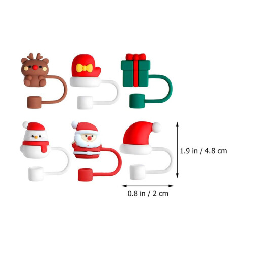 6 återanvändbara julhalmlock med tecknad design 1
