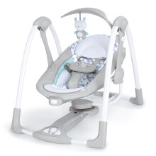 Ingenuity ConvertMe 2-in-1 Compact Portable Automatic Baby Swing & Infant Seat, Battery-Powered Vibrations, Nature Sounds, 0-9 Months 6-20 lbs