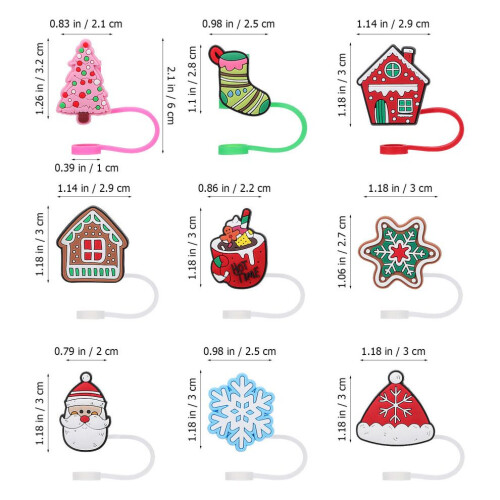 9-delat silikonsugrörset med julmotiv 1