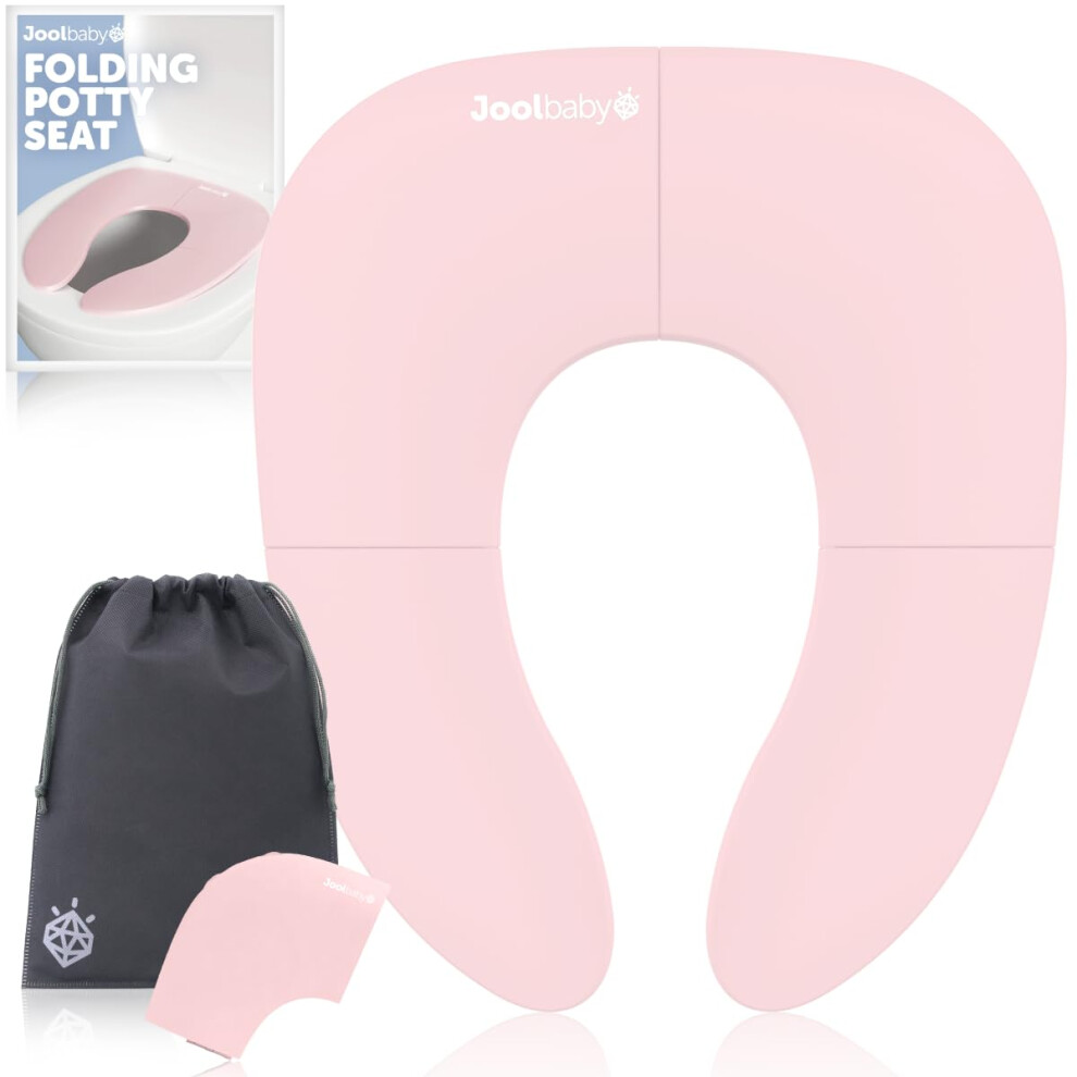 Jool Baby Products - Folding Travel Potty Seat For Girls, Fits Round & Oval Toilets, Non-Slip Suction Cups, Includes Free Travel Bag (Pink)