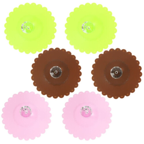 6 Stück, 10,5 cm, transparente Silikonbecherdeckel mit Blumenmuster 2
