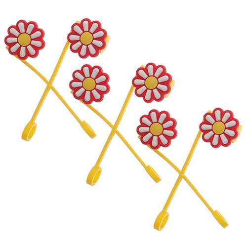 6 återanvändbara sugrörslock med tecknad design