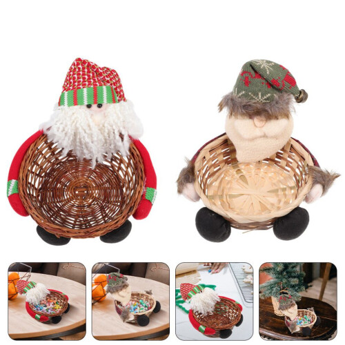 Store Use Bamboo Baskets 2 pcs 9.82x8.25x5.70 inches 2