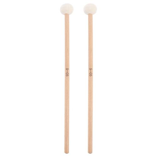 2 timpani mallets with felt heads, practical drumsticks
