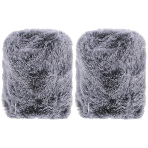 2 stuks microfoonhoesjes van synthetisch haar, grijs 2