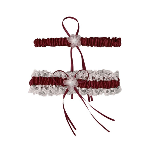 2 Paar Ringaccessoires Strumpfband Weiße Spitze