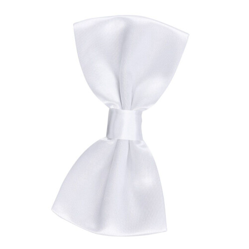 Men's polyester-silk bow tie, solid white, for weddings and parties