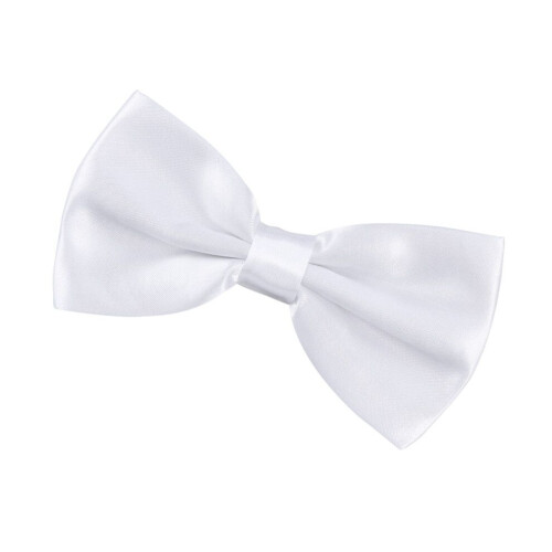 Men's polyester-silk bow tie, solid white, for weddings and parties 1