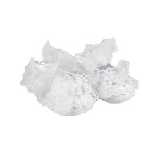 1 paire de chaussures bébé blanches à roses. Pointure 11 (0-1 an).