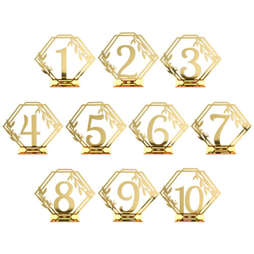 10 reserved signs, hexagonal, 1-10 table markings, banquet 1