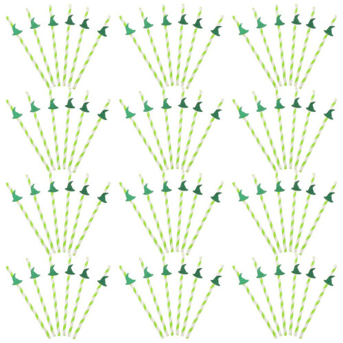 100pcs Halloween Drinking Straws Witch Hat For Party