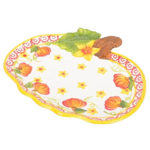 2pcs Pumpkin-shaped ceramic plate food container