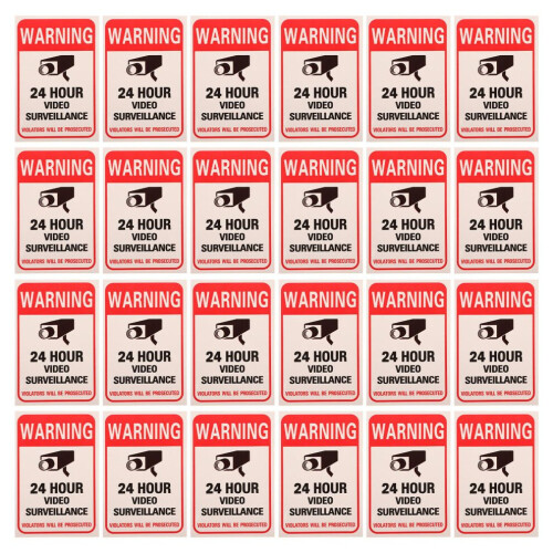 2-pack warning signs for surveillance cameras, security stickers