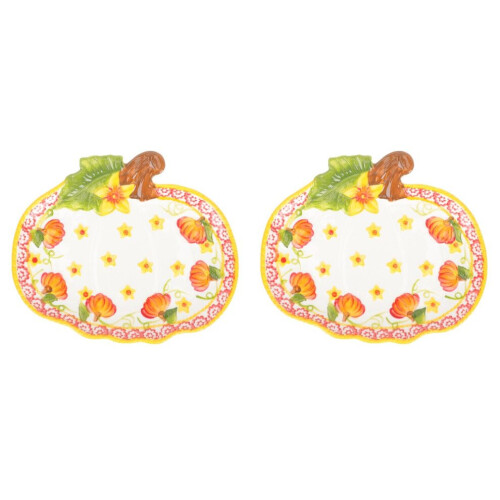 2pcs Pumpkin-shaped ceramic plate food container 1