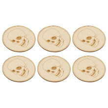 6 Halloween Skull Coasters with Heat Insulation