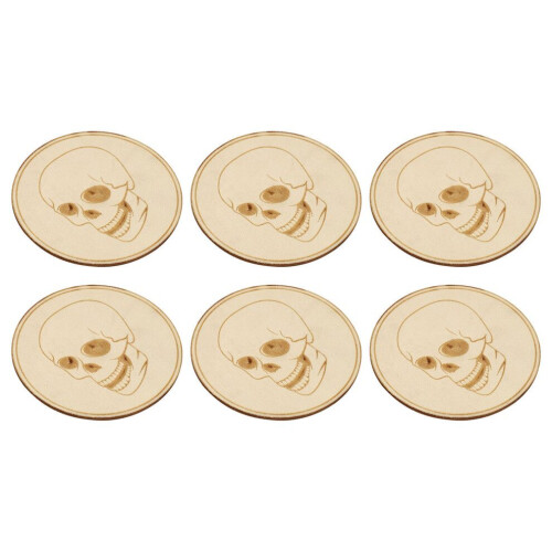 6 Halloween Skull Coasters with Heat Insulation