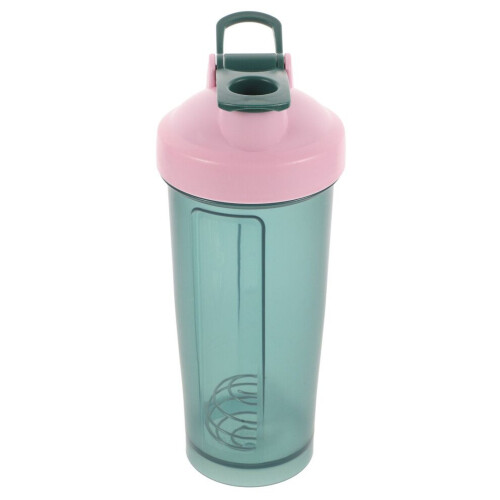 Shaker bottle for protein drinks, pre-workout, with wire whisk, green