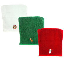 3-teiliges weihnachtliches Baumwollhandtuch-Set mit Stickerei (zufällige Auswahl)