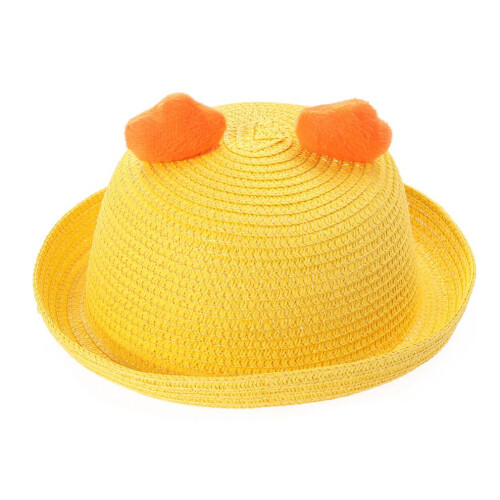Kinderstrohoed met dierenoren en geel