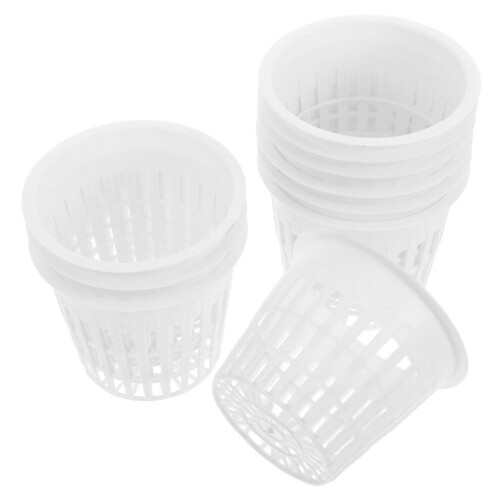 Set van 10 plastic plantenpotjes met netstructuur