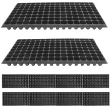 10 seedling trays, 128 mm, black plastic, 80 g