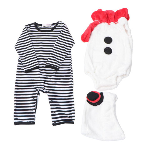 3-delat långärmat jumpsuitset med snögubbehatt