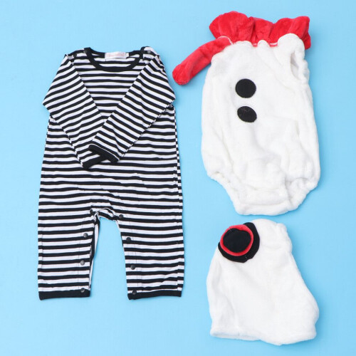 3-delat långärmat jumpsuitset med snögubbehatt 1