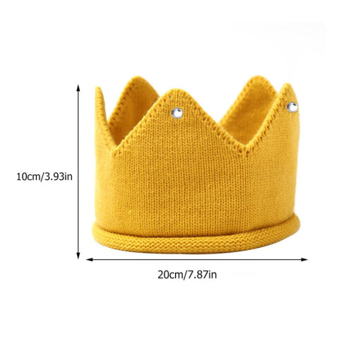 Knitted hat for babies, crown-shaped, with headband (yellow) 1