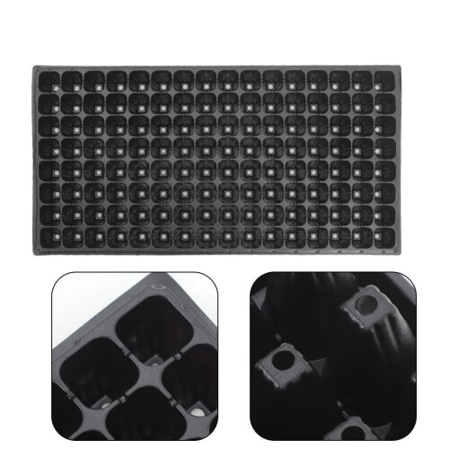 10 seedling trays, 128 mm, black plastic, 80 g 2