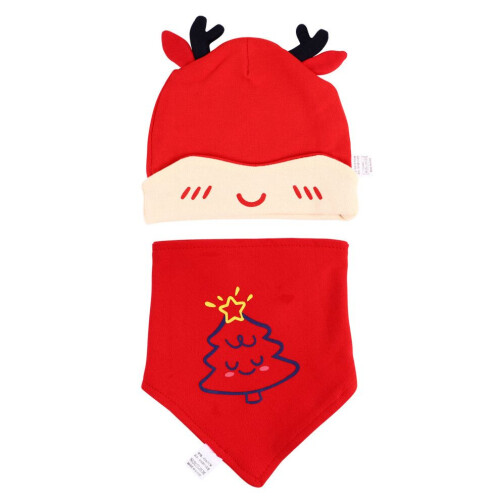 2 sets gebreide babymutsjes, kerstdriehoeksjaals