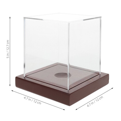 Transparent basebolldisplaylåda med träbas 1