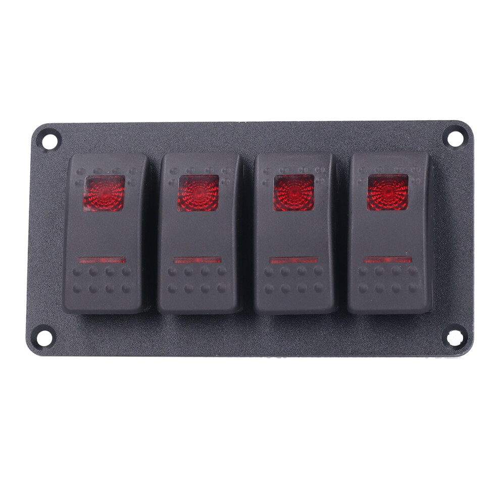 4-Gang Led Backlight Rocker Switch Panel For Vehicles Marine Boat 12V/24V 4981360512104