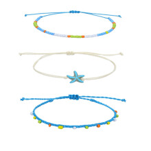3-delige bohemian enkelband, geweven enkelsieraden