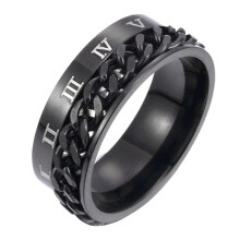 1 bague unisexe en acier titane avec chiffres romains