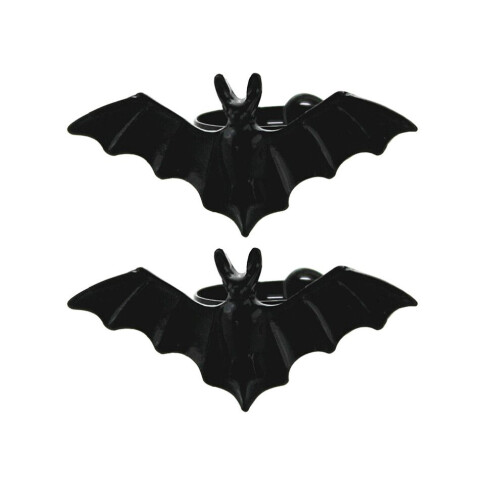 3 adjustable plastic Halloween bat rings