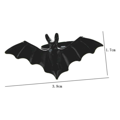 3 adjustable plastic Halloween bat rings 1