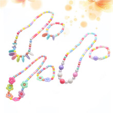 Set med 3 halsband och armband med blompärlor i harts, barnsmycken, present