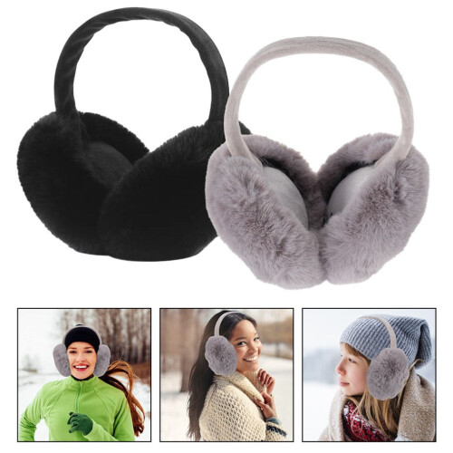 2 Stück Winter-Ohrenschützer „Schnee“ mit Kunstfell 1