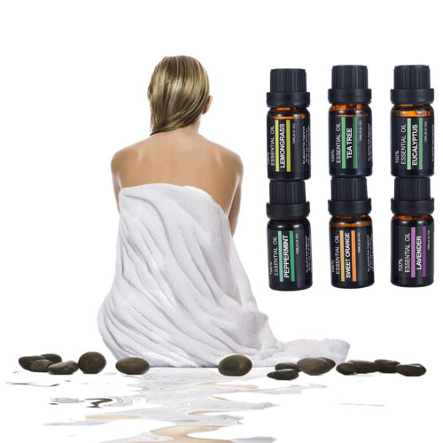 6-piece aromatherapy set with natural oils for
