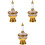 3 sets waterbeker, druppelfles, koperen kom en plastic 5